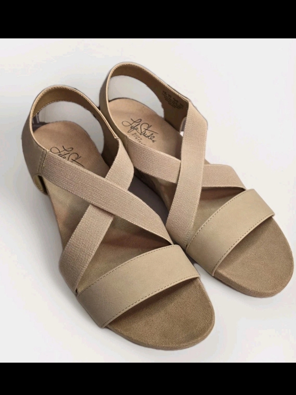 LifeStride Women's Wedge Sandals Shoes Beige Comfort Mexico Size 7.5M